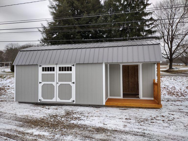 12×24 Lofted Side Porch Cabin – Gap Gray